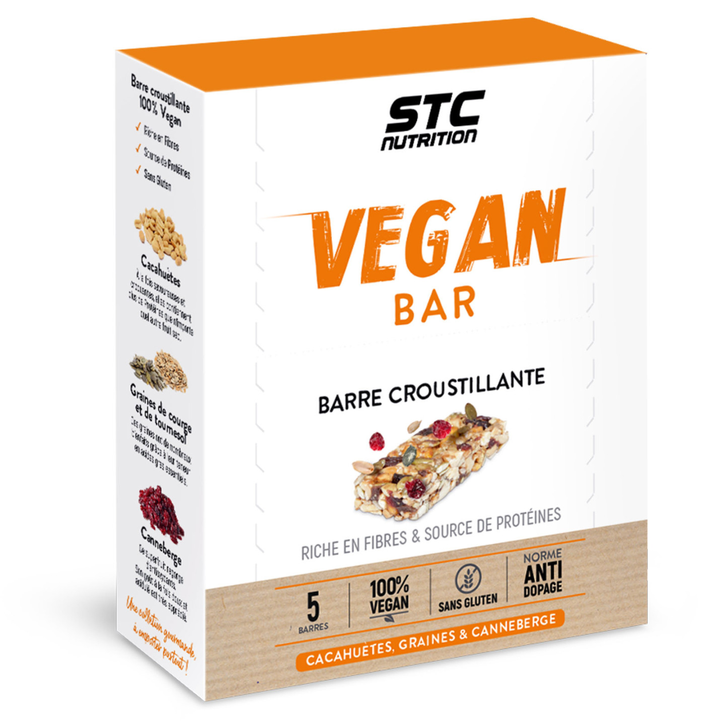 VEGAN BAR - 5 Barres craquantes de 35g - Riche en Fibres - Vegan