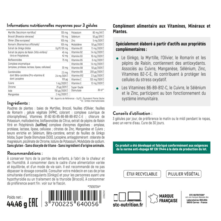 33 VITAMINES & ANTIOXYDANTS - Résistance au stress de l'effort - Vegan