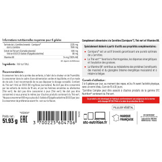 CARNITINE COMPLEX - Brûle-graisses et sèche - Vegan - Cure 30 jours