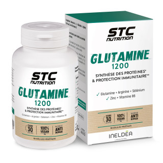 GLUTAMINE 1200 - Récupération physique et Immunité - Vegan - Cure 30j