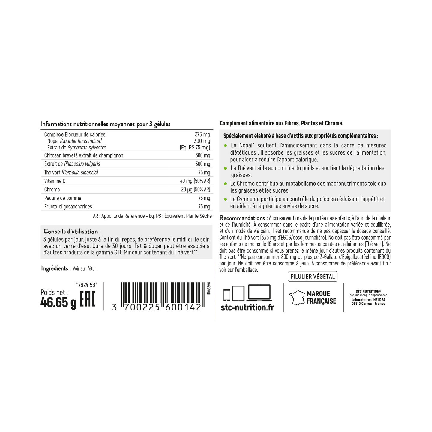 FAT & SUGAR LIMIT- Compense les excès - 90 gélules végétales