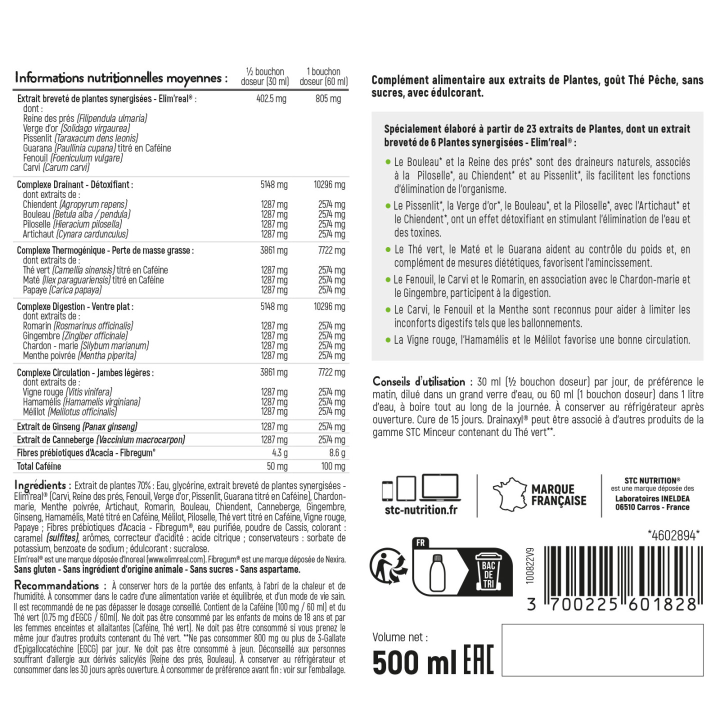 Pack Femme Active STC Nutrition - Saveur Thé Pêche