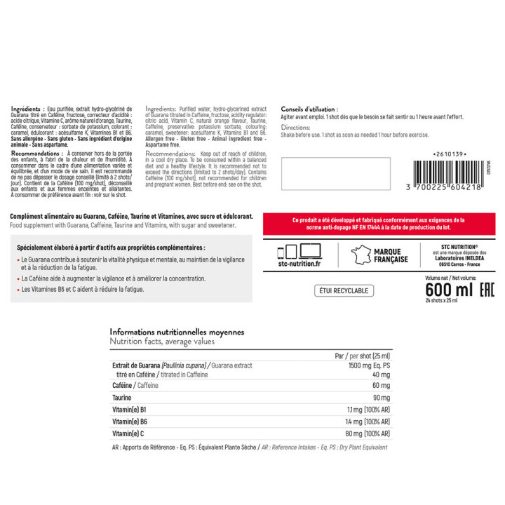 GUARANA SHOT : Guarana caféine - Stimulant fitness et musculation