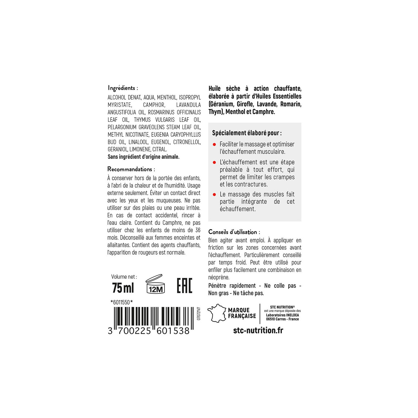 SPRAY CHAUFFANT - Échauffement musculaire