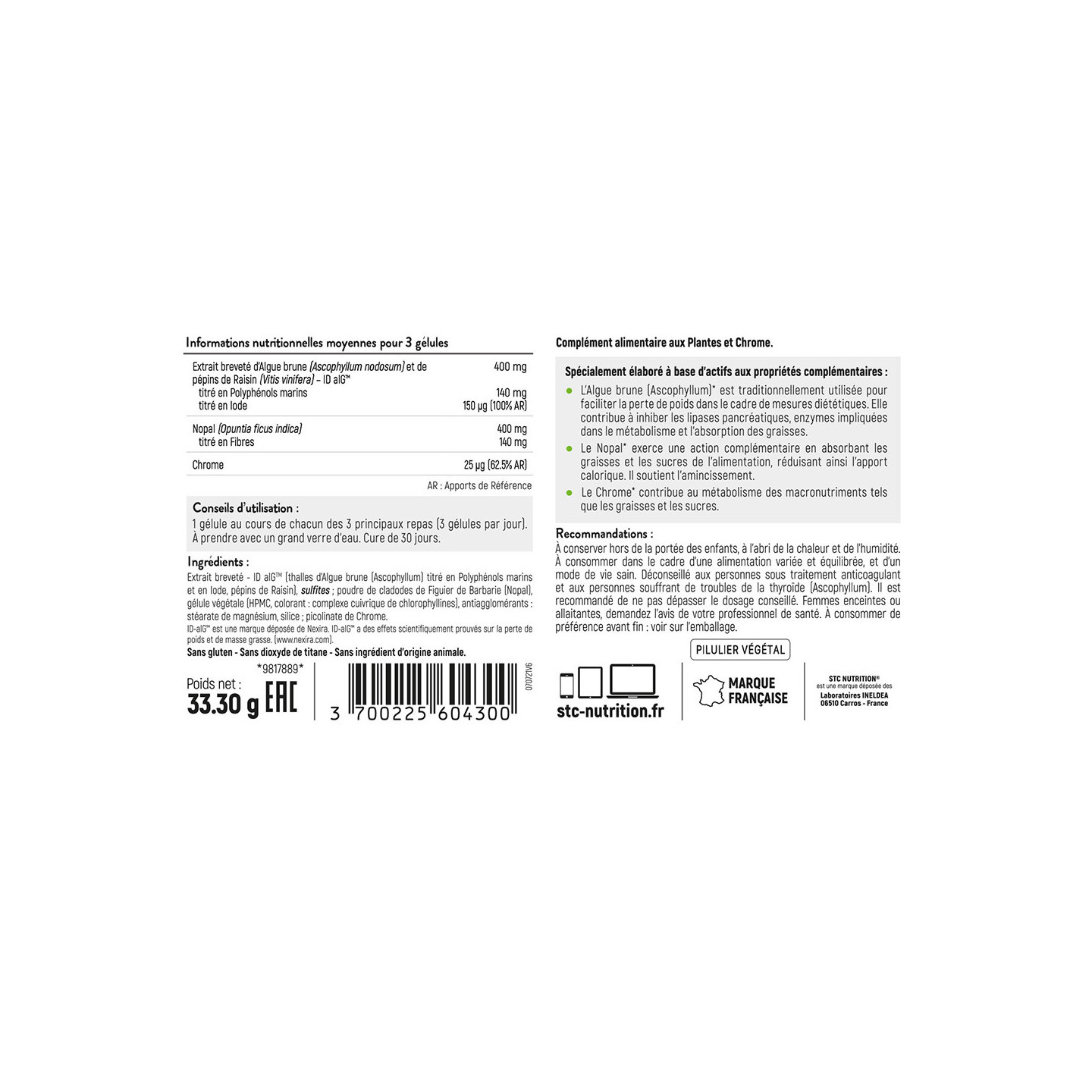 KILLERCAL® - Perte de poids et de masse grasse - Vegan - Cure 30 jours